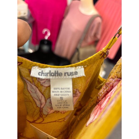 Charlotte Russe Womens Yellow Floral Tank Dress S Rayon - Picture 4 of 4